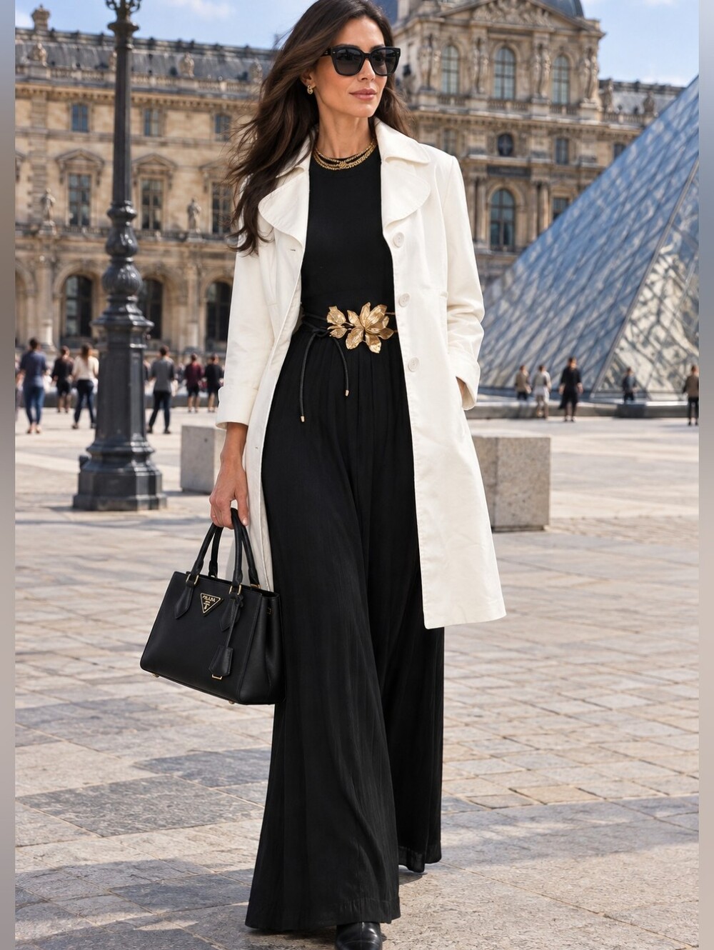 White LINEN Trench Coat